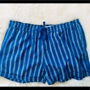 Blue & White Linen Shorts